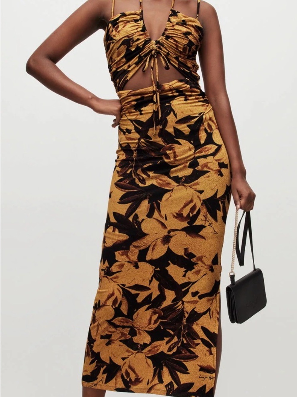 NWOT Revolve x All Saints Amaya Alessandra Dress in Black & Gold